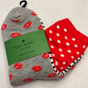 Kate Spade 3 pk Lips/Polka Dots on Stripes/Polka Dot Socks